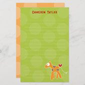 漫画オレンジのキリン子供のドットありがとう 便箋 (正面/裏面)