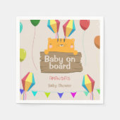 漫画オレンジ猫のベビーシャワー紙ナプキン スタンダードカクテルナプキン (正面)