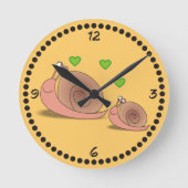 漫画カタツムリかわいい時計と数字 ラウンド壁時計 (正面)