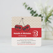 漫画カッコいいパーティーさくらんぼツインズ誕生日写真 招待状 (スタンド正面)