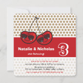 漫画カッコいいパーティーさくらんぼツインズ誕生日写真 招待状 (正面)