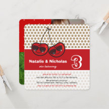 漫画カッコいいパーティーさくらんぼツインズ誕生日写真