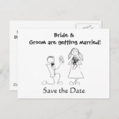 漫画カップル結婚式の日付を保存 案内ポストカード (正面/裏面)
