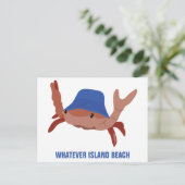 漫画カニのパーソナライズカスタムビーチ ポストカード (スタンド正面)