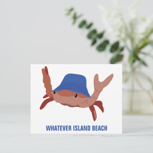 漫画カニのパーソナライズカスタムビーチ ポストカード (スタンド正面)