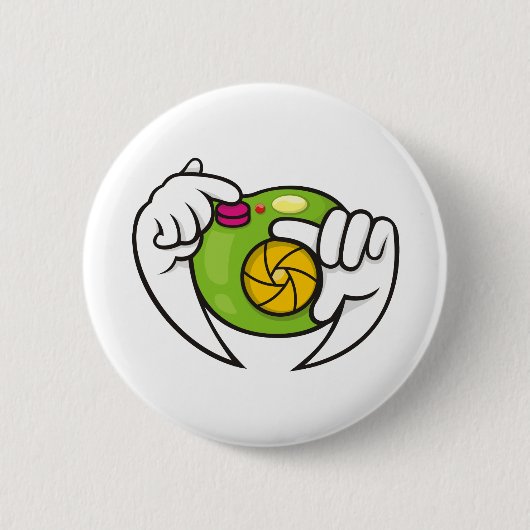 漫画カメラ 缶バッジ (正面)