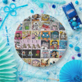 漫画カラフルおもしろいキャラクターグリッドパターン紙P ペーパープレート (パーティー)