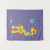 漫画カラフルのキリンと蝶 タペストリー (正面(横))