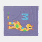 漫画カラフルのキリン・モノグラム フリースブランケット (正面(横))