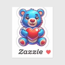 漫画カラフルのクマの保持ハート シール