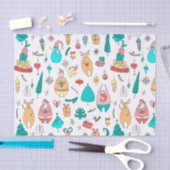 漫画カラフルのクリスマス動物のパターン 薄葉紙 (クラフト)