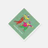 漫画カラフルのゴルファーとキャディー スタンダードカクテルナプキン (角)