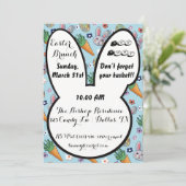 漫画カラフルのバニーのニンジンとイースターエッグフローラ 招待状 (スタンド正面)