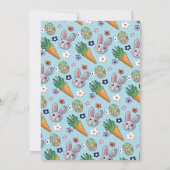 漫画カラフルのバニーのニンジンとイースターエッグフローラ 招待状 (裏面)