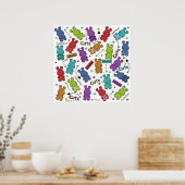 漫画カラフルのヒッポ柄 ポスター (キッチン)