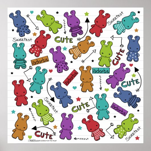 漫画カラフルのヒッポ柄 ポスター (正面)