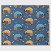 漫画カラフルの熱狂するソーセージ犬 ラッピングペーパー (フラット)