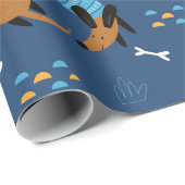 漫画カラフルの熱狂するソーセージ犬 ラッピングペーパー (ロールコーナー)