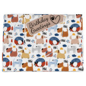 漫画カラフルの犬はシームレスなパターン ラージペーパーバッグ (正面)