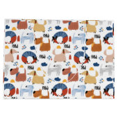 漫画カラフルの犬はシームレスなパターン ラージペーパーバッグ (裏面)