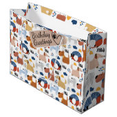 漫画カラフルの犬はシームレスなパターン ラージペーパーバッグ (正面アングル)