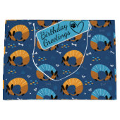 漫画カラフルの犬熱狂するは継ぎ目のないパターン ラージペーパーバッグ (正面)