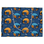 漫画カラフルの犬熱狂するは継ぎ目のないパターン ラージペーパーバッグ (裏面)