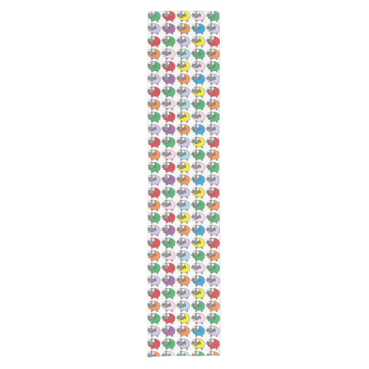 漫画カラフルの羊の模様 ショートテーブルランナー (正面)