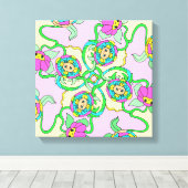 漫画カラフルの花オリジナル キャンバスプリント (インサイチュ (ウッドフロア))