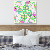 漫画カラフルの花オリジナル キャンバスプリント (インサイチュ (寝室))