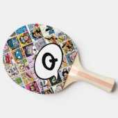 漫画カラフルキャラクターキッズパターンイニシャルピン 卓球ラケット (横)