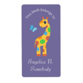 漫画カラフルキリンと蝶の蔵書票 ラベル (正面)