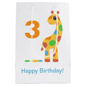 漫画カラフルキリンハッピーバースデーカスタム時代 ミディアムペーパーバッグ (裏面)