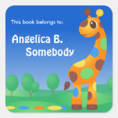 漫画カラフルキリン蔵書票 スクエアシール (正面)