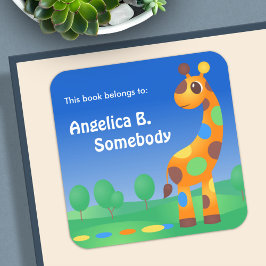 漫画カラフルキリン蔵書票 スクエアシール