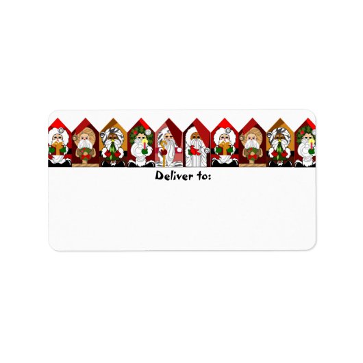 漫画カラフルサンタスクリスマス住所 シール (正面)