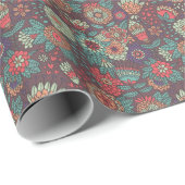 漫画カラフルスタイルの花柄 ラッピングペーパー (ロールコーナー)