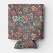 漫画カラフルスタイルの花柄 缶クーラー (正面)