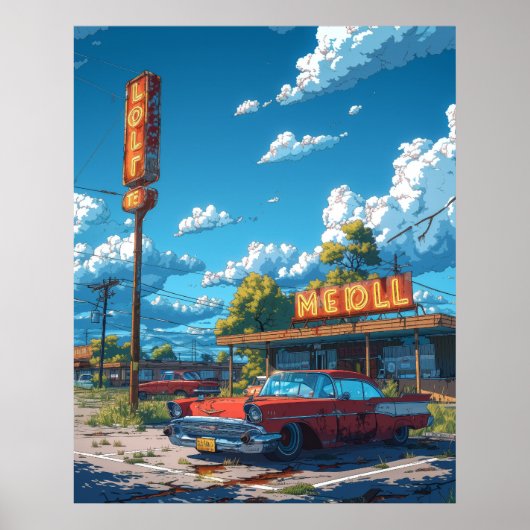 漫画カラフルスタイルイラストレーションポスター | 高 ポスター (正面)