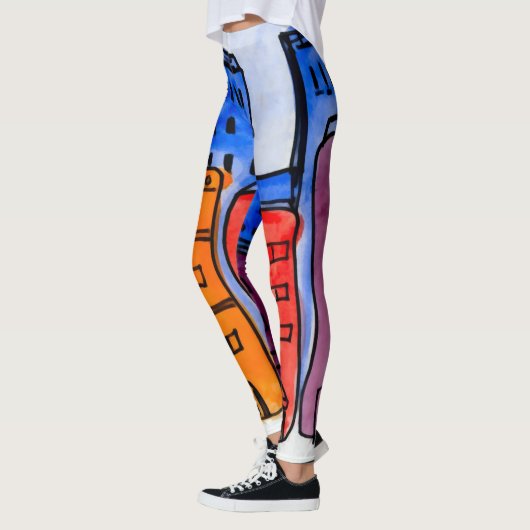 漫画カラフルニューヨークシティグラフィティレギンス レギンス (左)