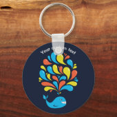 漫画カラフルハッピーホエールキッズカスタム文字 キーホルダー (正面)