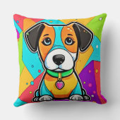 漫画カラフルパピーアートプリント クッション (裏面)