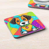 漫画カラフルパピーアートプリント コースター (左側)