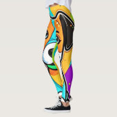 漫画カラフルパピーアートプリント レギンス (左)