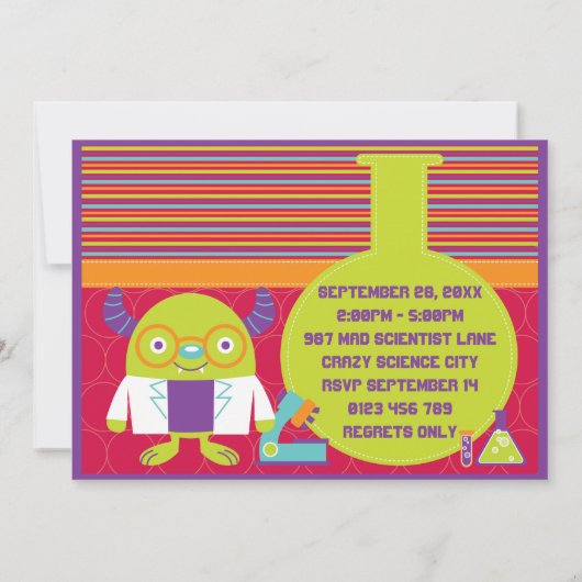 漫画カラフル不機嫌科学者5th誕生日パーティー 招待状 (裏面)