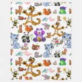 漫画カラフル動物 フリースブランケット (正面)