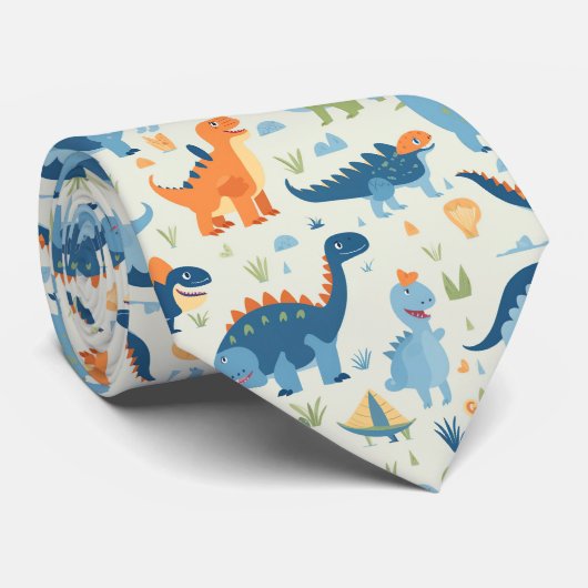 漫画カラフル恐竜の模様 ネクタイ (ロール)