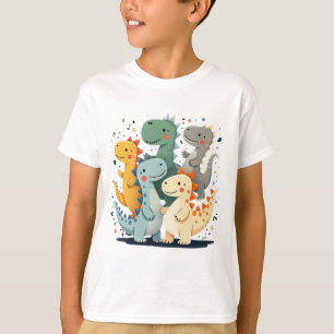漫画カラフル恐竜キッズTシャツ Tシャツ