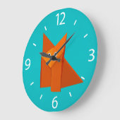 漫画カラフル折り紙キツネかわいい子ども ラージ壁時計 (傾斜)