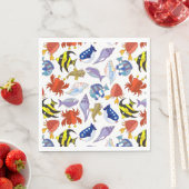 漫画カラフル海洋生物パーティー スタンダードランチョンナプキン (インサイチュ)